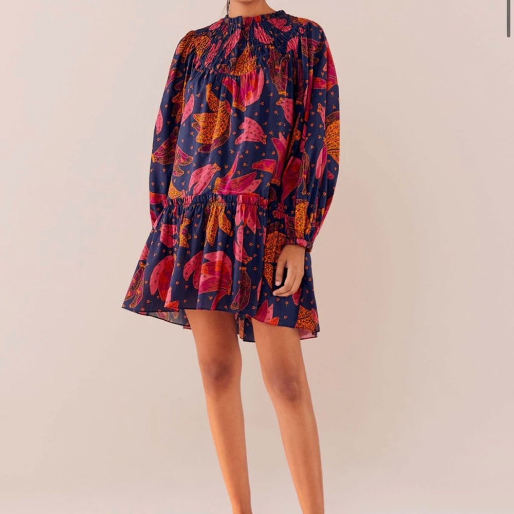 FARM RIO Patchwork Bananas Babydoll Dress XS